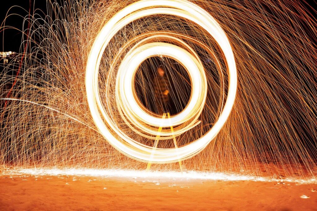 steel wool, fire, sparks